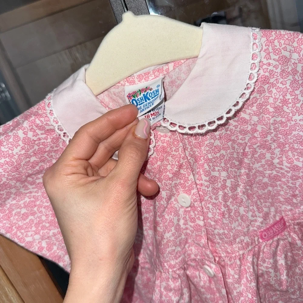 Vintage 90s Oshkosh B’Gosh bubble romper floral peterpan collar embroidered baby